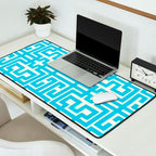 Turquoise Greco Labyrinth - Abstract Geometric Pattern  Desk Mat Gallery Image 2
