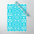 Turquoise Greco Labyrinth - Abstract Geometric Pattern  Wrapping Paper Gallery Image 1