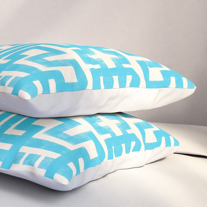 Turquoise Greco Labyrinth - Abstract Geometric Pattern  Pillow Sham Gallery Image 3