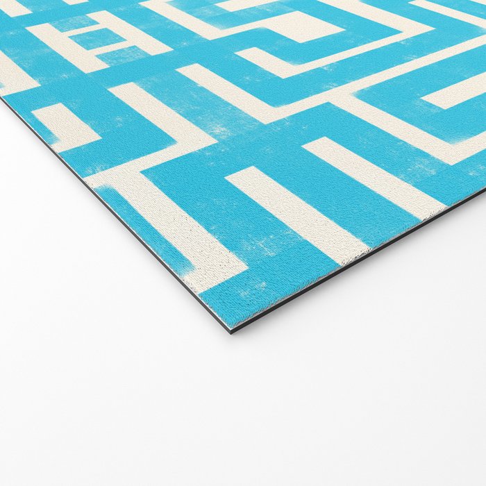 Turquoise Greco Labyrinth - Abstract Geometric Pattern  Welcome Mat Gallery Image 2
