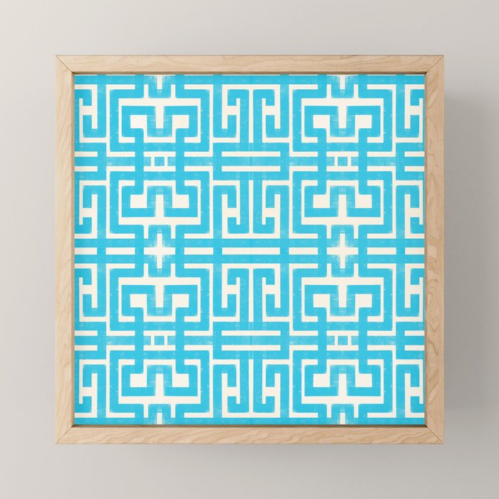 Turquoise Greco Labyrinth - Abstract Geometric Pattern  Mini Art Print Gallery Image 1
