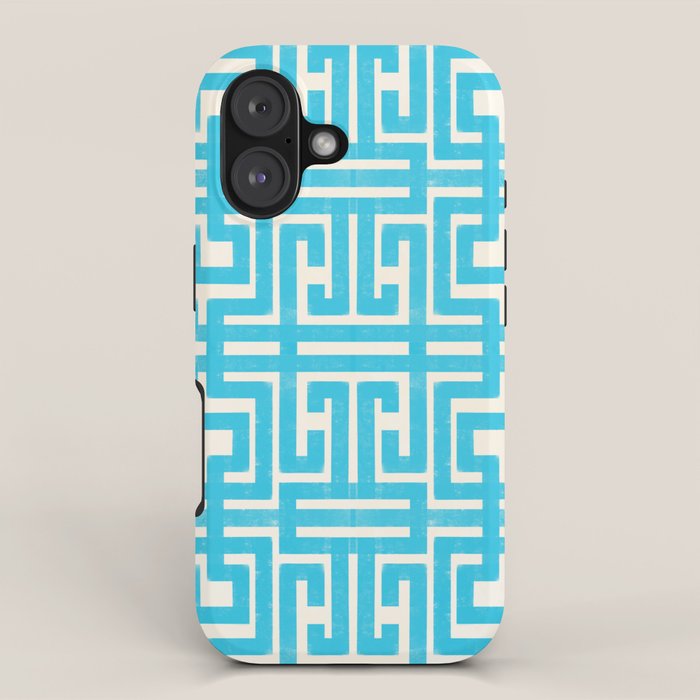 Turquoise Greco Labyrinth - Abstract Geometric Pattern  iPhone Case Gallery Image 1