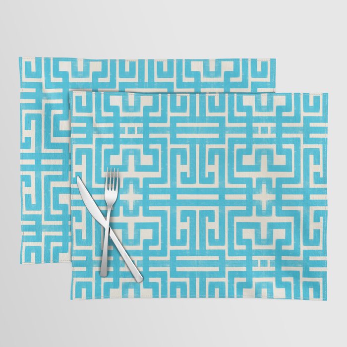 Turquoise Greco Labyrinth - Abstract Geometric Pattern  Placemat Gallery Image 1
