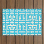 Turquoise Greco Labyrinth - Abstract Geometric Pattern  Outdoor Rug Gallery Image 1