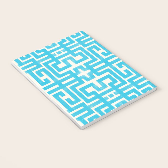 Turquoise Greco Labyrinth - Abstract Geometric Pattern  Notebook Gallery Image 3