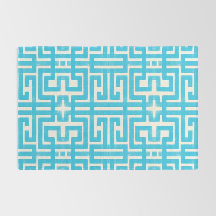 Turquoise Greco Labyrinth - Abstract Geometric Pattern  Rug Gallery Image 2