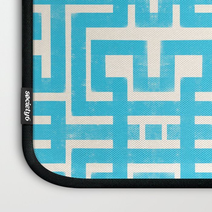 Turquoise Greco Labyrinth - Abstract Geometric Pattern  Laptop Sleeve Gallery Image 3