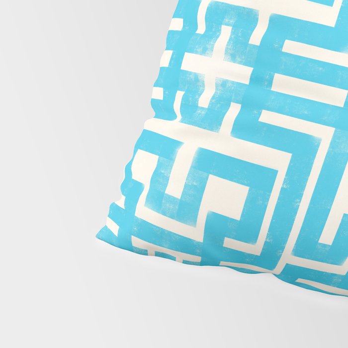 Turquoise Greco Labyrinth - Abstract Geometric Pattern  Pillow Sham Gallery Image 4