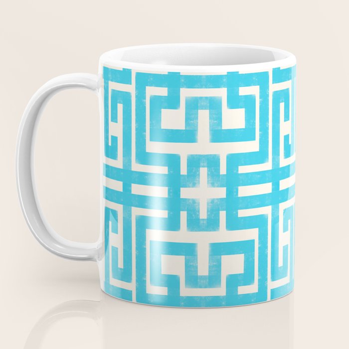 Turquoise Greco Labyrinth - Abstract Geometric Pattern  Coffee Mug Gallery Image 3