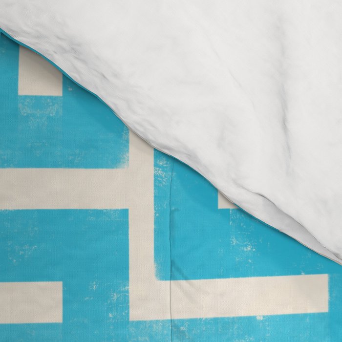 Turquoise Greco Labyrinth - Abstract Geometric Pattern  Comforter Gallery Image 4