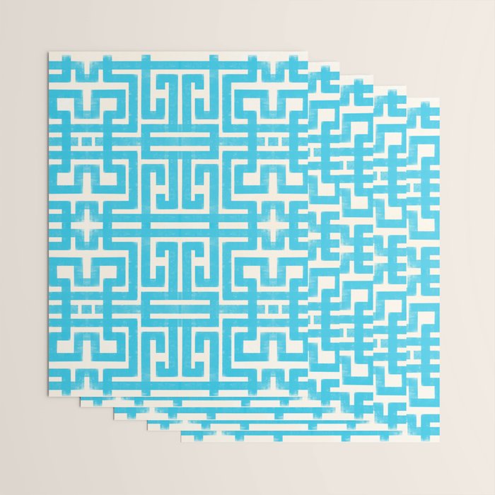 Turquoise Greco Labyrinth - Abstract Geometric Pattern  Wrapping Paper Gallery Image 3