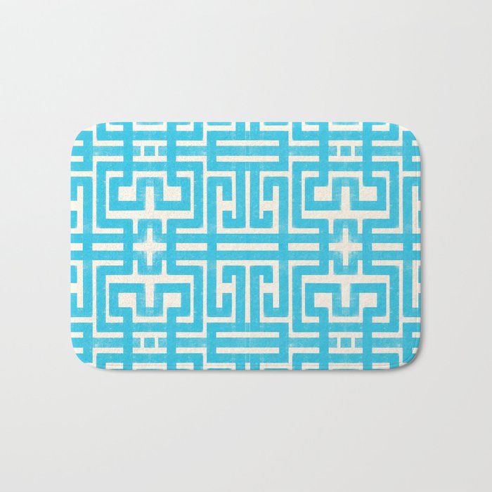 Turquoise Greco Labyrinth - Abstract Geometric Pattern  Bath Mat Gallery Image 1
