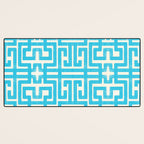 Turquoise Greco Labyrinth - Abstract Geometric Pattern  Desk Mat Gallery Image 3
