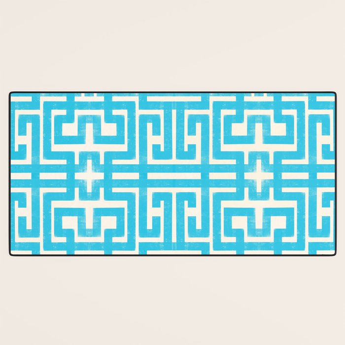 Turquoise Greco Labyrinth - Abstract Geometric Pattern  Desk Mat Gallery Image 3