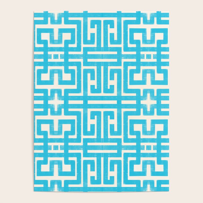 Turquoise Greco Labyrinth - Abstract Geometric Pattern  Poster Gallery Image 4