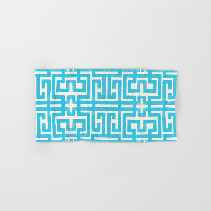Turquoise Greco Labyrinth - Abstract Geometric Pattern  Bath Towel Gallery Image 1