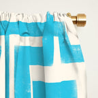 Turquoise Greco Labyrinth - Abstract Geometric Pattern  Window Curtain Gallery Image 2