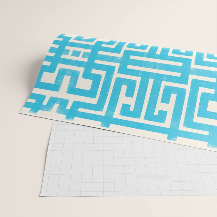 Turquoise Greco Labyrinth - Abstract Geometric Pattern  Wrapping Paper Gallery Image 2