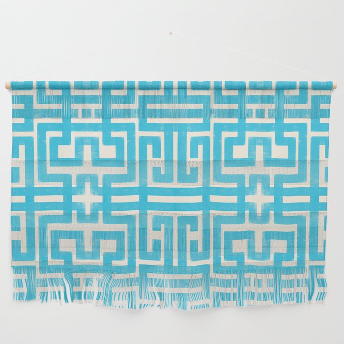 Turquoise Greco Labyrinth - Abstract Geometric Pattern  Wall Hanging Gallery Image 1