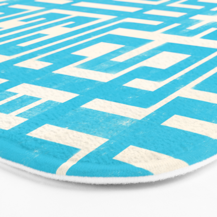 Turquoise Greco Labyrinth - Abstract Geometric Pattern  Bath Mat Gallery Image 3