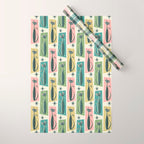 Retro Patchwork Tabbies ©studioxtine Wrapping Paper Gallery Image 1