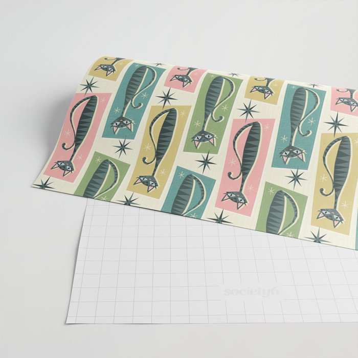 Retro Patchwork Tabbies ©studioxtine Wrapping Paper Gallery Image 2