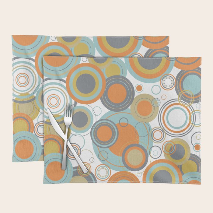 Retro Mid Century Modern Circles Geometric Bubbles Pattern Placemat Gallery Image 1