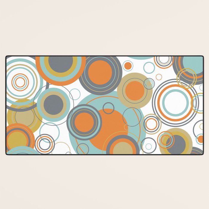 Retro Mid Century Modern Circles Geometric Bubbles Pattern Desk Mat Gallery Image 3