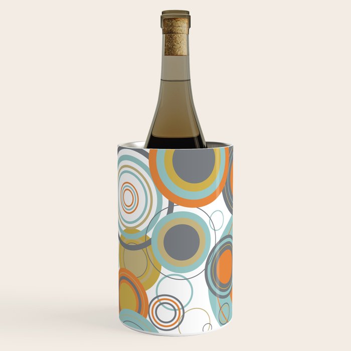 Retro Mid Century Modern Circles Geometric Bubbles Pattern Wine Chiller Gallery Image 2