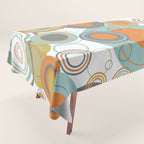 Retro Mid Century Modern Circles Geometric Bubbles Pattern Tablecloth Gallery Image 1