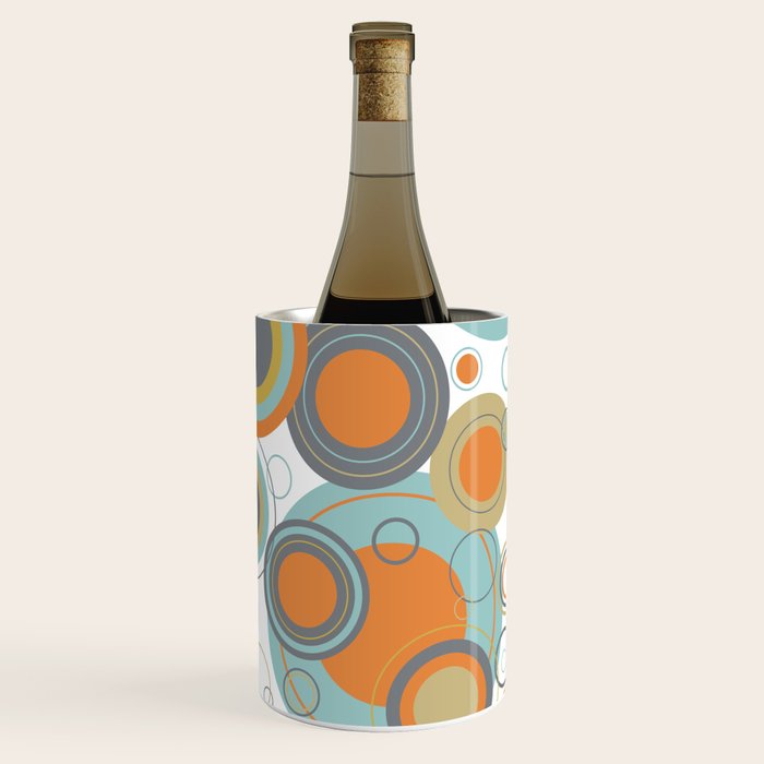 Retro Mid Century Modern Circles Geometric Bubbles Pattern Wine Chiller Gallery Image 1