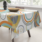 Retro Mid Century Modern Circles Geometric Bubbles Pattern Tablecloth Gallery Image 3