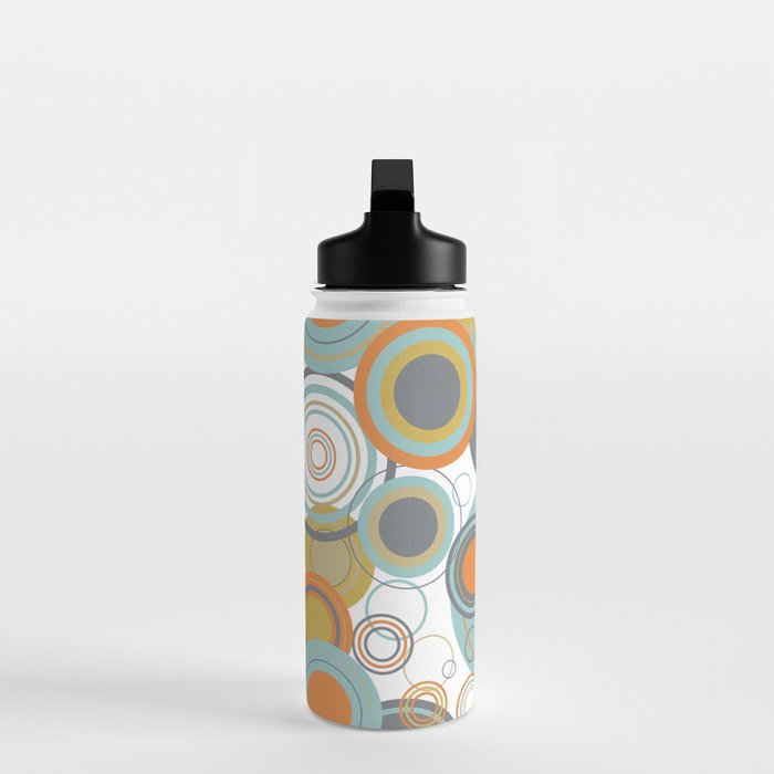 Retro Mid Century Modern Circles Geometric Bubbles Pattern Water Bottle Gallery Image 3