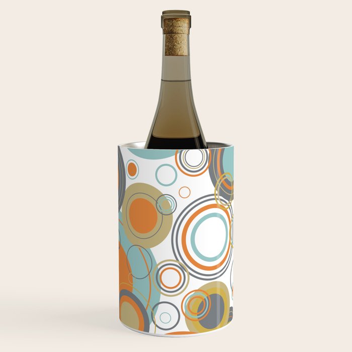 Retro Mid Century Modern Circles Geometric Bubbles Pattern Wine Chiller Gallery Image 3