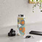 Retro Mid Century Modern Circles Geometric Bubbles Pattern Water Bottle Gallery Image 4