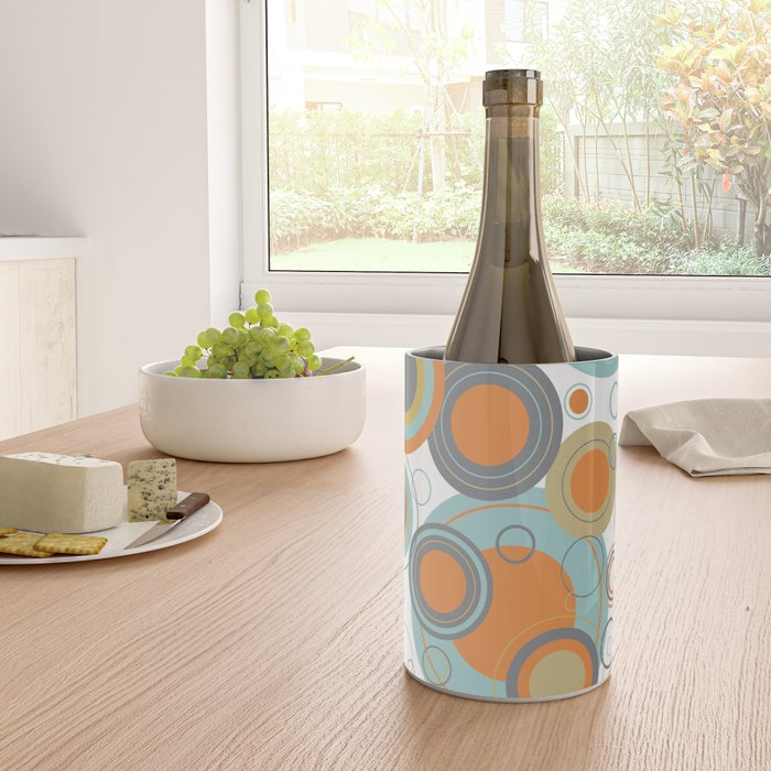 Retro Mid Century Modern Circles Geometric Bubbles Pattern Wine Chiller Gallery Image 4