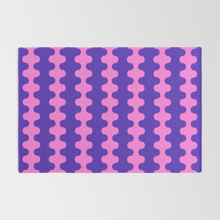 Wavy Stripes Ogee A-Go-Go Bold Pop Pattern in Purple Pink Rug Gallery Image 2