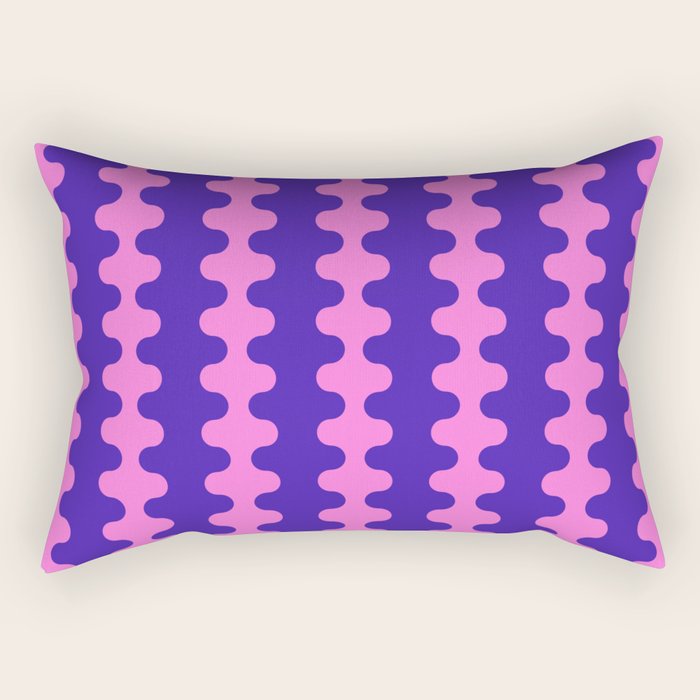 Wavy Stripes Ogee A-Go-Go Bold Pop Pattern in Purple Pink Rectangular Pillow Gallery Image 2