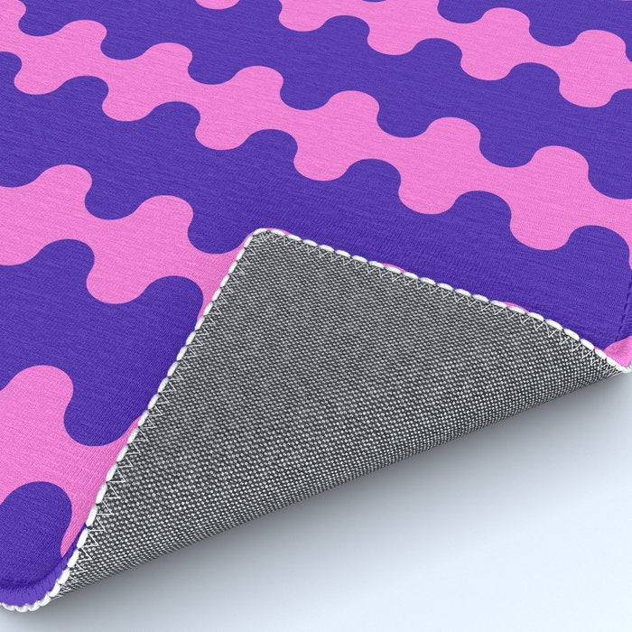 Wavy Stripes Ogee A-Go-Go Bold Pop Pattern in Purple Pink Rug Gallery Image 4