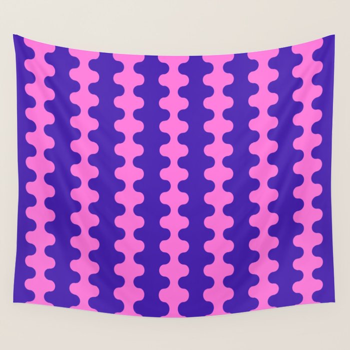Wavy Stripes Ogee A-Go-Go Bold Pop Pattern in Purple Pink Wall Tapestry Gallery Image 4