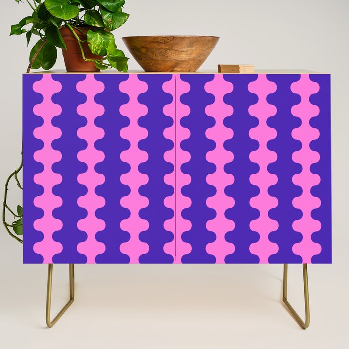 Wavy Stripes Ogee A-Go-Go Bold Pop Pattern in Purple Pink Credenza Gallery Image 1