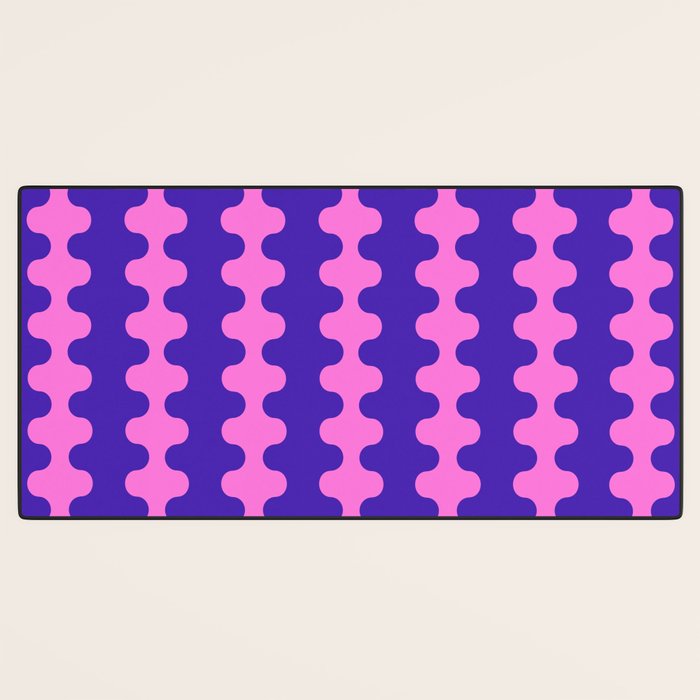 Wavy Stripes Ogee A-Go-Go Bold Pop Pattern in Purple Pink Desk Mat Gallery Image 3