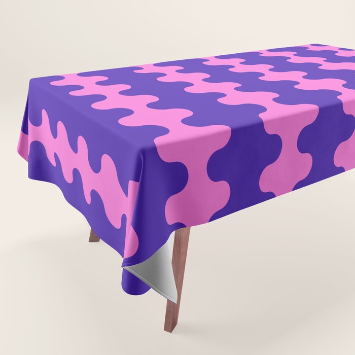 Wavy Stripes Ogee A-Go-Go Bold Pop Pattern in Purple Pink Tablecloth Gallery Image 1
