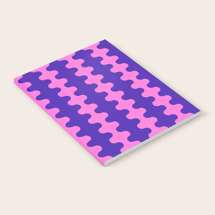 Wavy Stripes Ogee A-Go-Go Bold Pop Pattern in Purple Pink Notebook Gallery Image 1