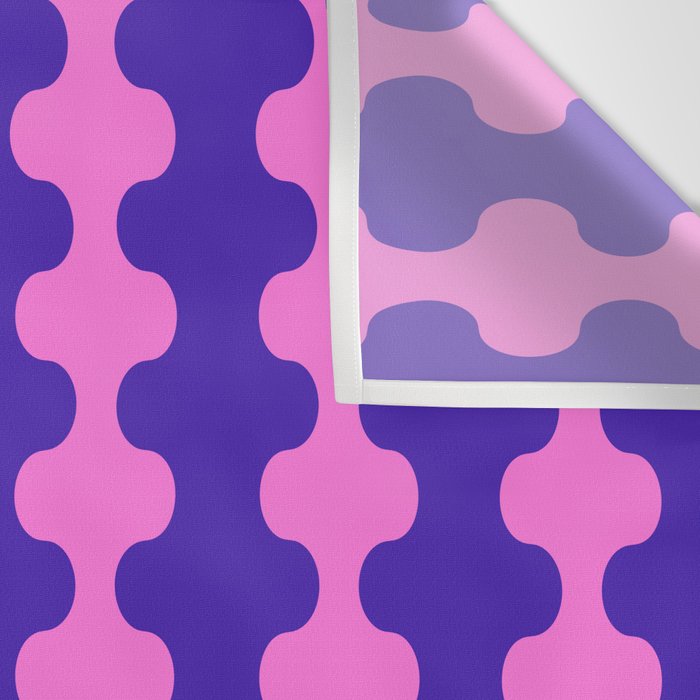 Wavy Stripes Ogee A-Go-Go Bold Pop Pattern in Purple Pink Wall Tapestry Gallery Image 3