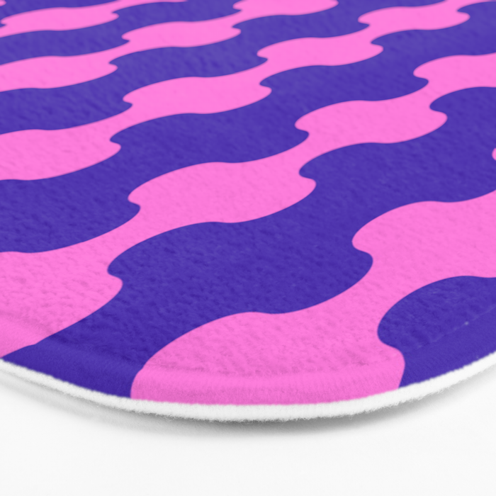 Wavy Stripes Ogee A-Go-Go Bold Pop Pattern in Purple Pink Bath Mat Gallery Image 3
