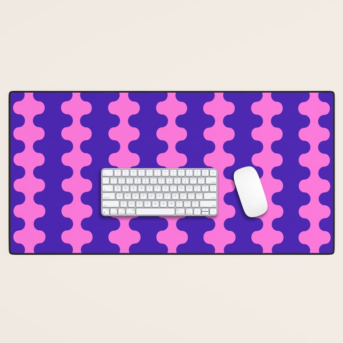 Wavy Stripes Ogee A-Go-Go Bold Pop Pattern in Purple Pink Desk Mat Gallery Image 1