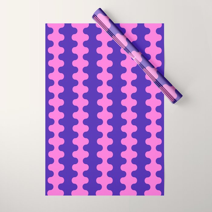 Wavy Stripes Ogee A-Go-Go Bold Pop Pattern in Purple Pink Wrapping Paper Gallery Image 1