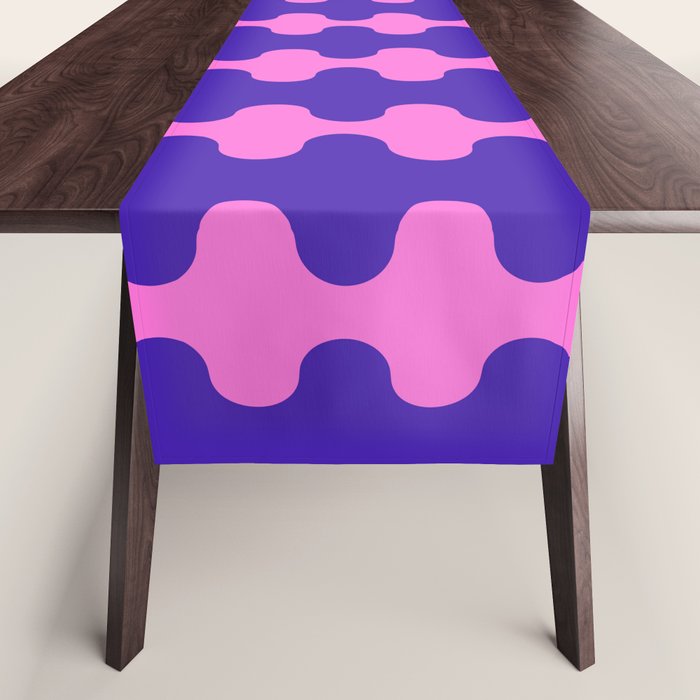 Wavy Stripes Ogee A-Go-Go Bold Pop Pattern in Purple Pink Table Runner Gallery Image 1