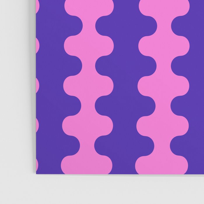 Wavy Stripes Ogee A-Go-Go Bold Pop Pattern in Purple Pink Poster Gallery Image 3